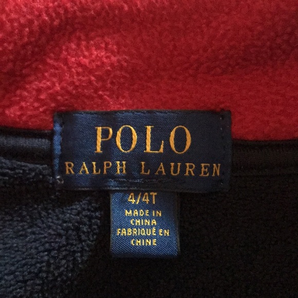 Polo Boys 4 T washed once fleece half zip up. 🇺🇸 navy with grey, red & white. - Picture 5 of 10